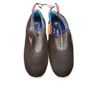 SPEEDO Junior Girls' Aqua Skimmer Water Shoes in Black/Hawaii Blue L 4-5 NEW